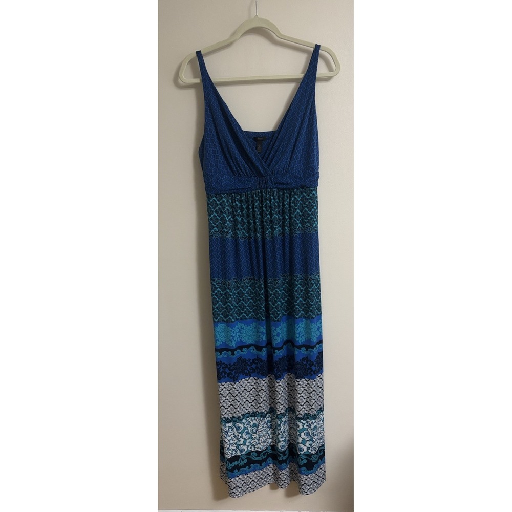 Soma Women's Sleeveless Maxi Dress Long Nightgown Lounge Blue Large